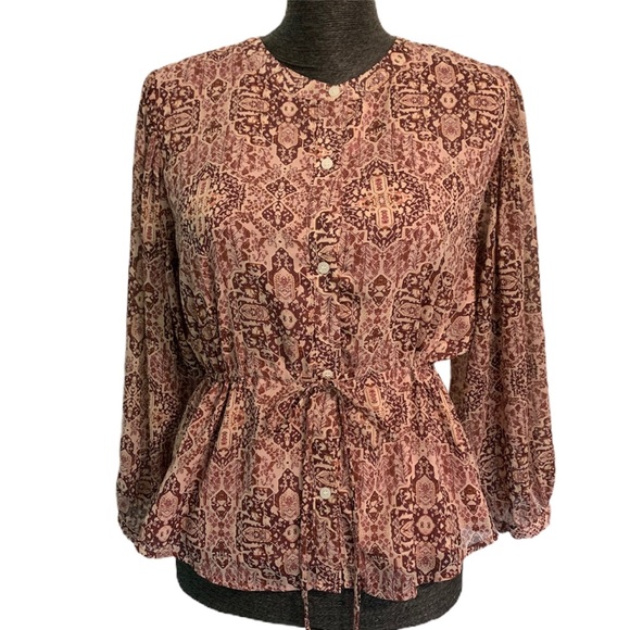 Madewell pink kaleidoscope peasant boho blouse - Picture 4 of 9